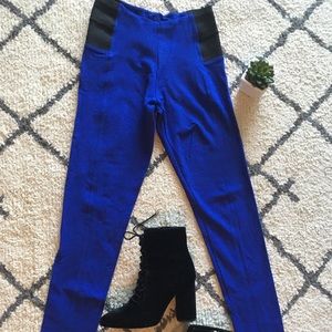 Vibrant cobalt blue form fitting leggings